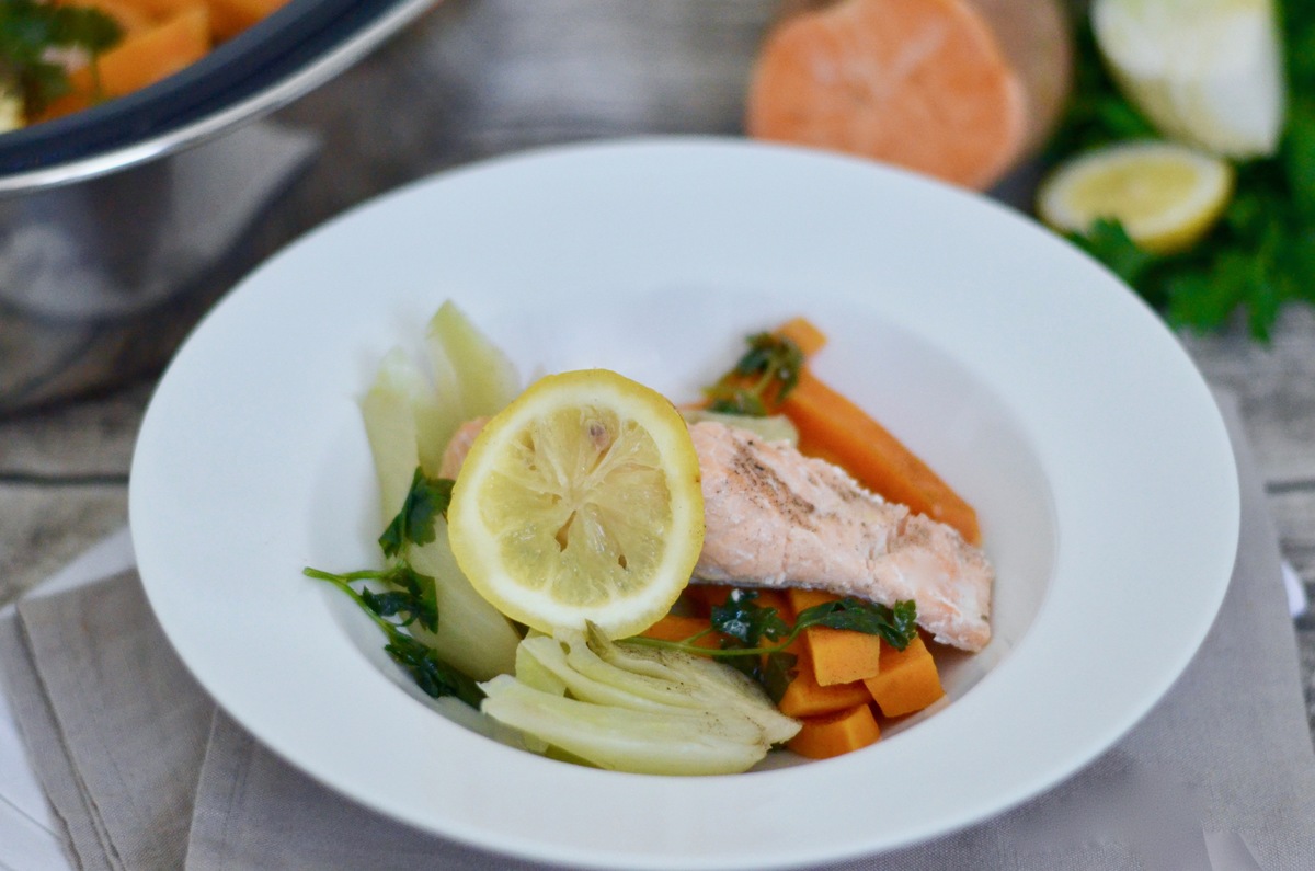 Prep&Cook Weekend Kitchen: #5 Gedämpfter Lachs mit Süßkartoffeln ... Prep&Cook Weekend Kitchen: #5 Gedämpfter Lachs mit Süßkartoffeln ...